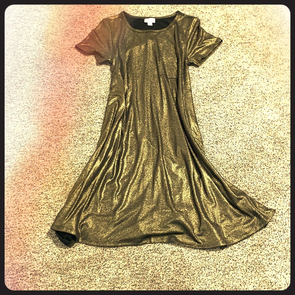 LulaRoe gold shimmer dress, XS